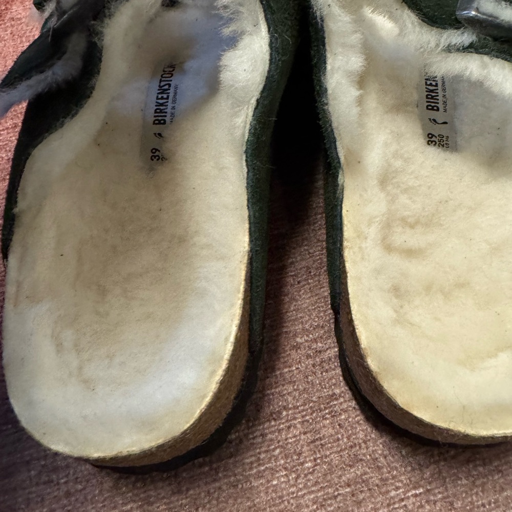 Birkenstock Arizona Shearling Suede Leather Mountain View Green Sandals EU39 - Picture 5 of 9